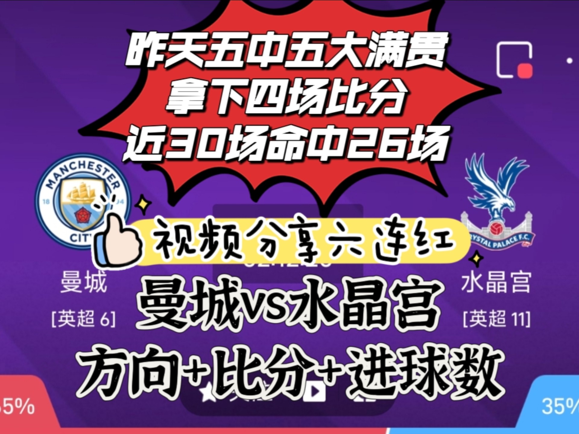 曼城再次大胜水晶宫，零封对手